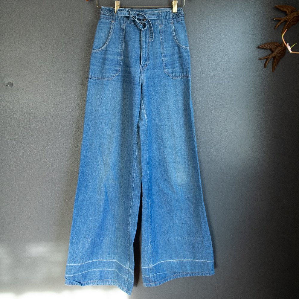 Vintage 1970's Braided Flare Jeans - Picture 1 of 10